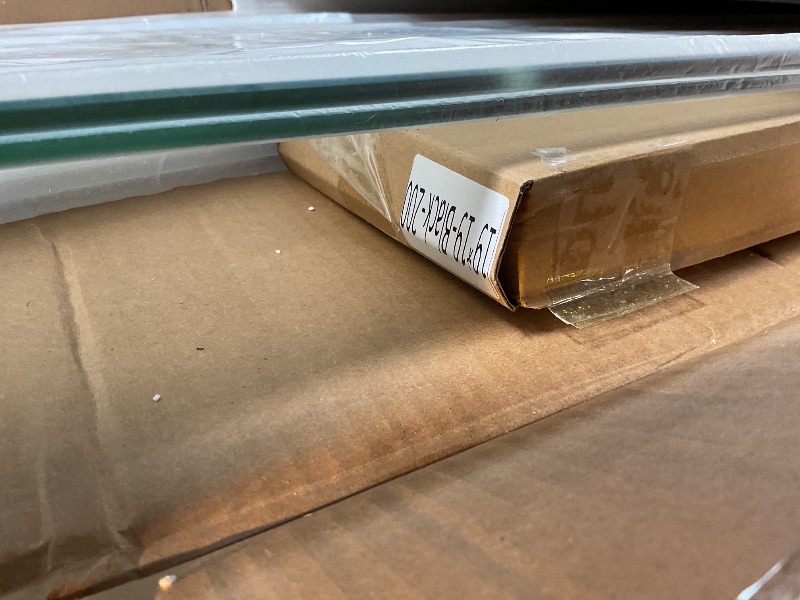 Photo 1 of **UNSURE OF EXACT MEASUREMENTS** KPUY Frameless Shower Door, Sliding Glass Shower Door, 1/4" (6mm) Thick Tempered Clear Glass with Explosion-Proof Film Nano Coating in Matte Black Finish