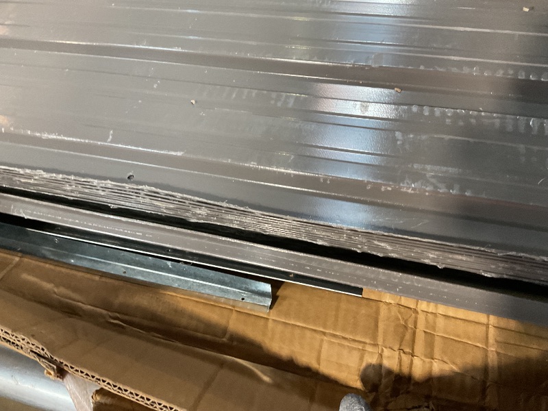 Photo 1 of **PARTIAL SET/BOX 1 OF 4 MISSING/ASSEMBLY HARDWARE** 5’ x 10’ Motorcycle Storage Sheds, Metal Shelter & Garage with Windows and Lockable Door Handle, Heavy Duty Vehicle Shed for All Weather, Track System Included, Anthracite with White Trim