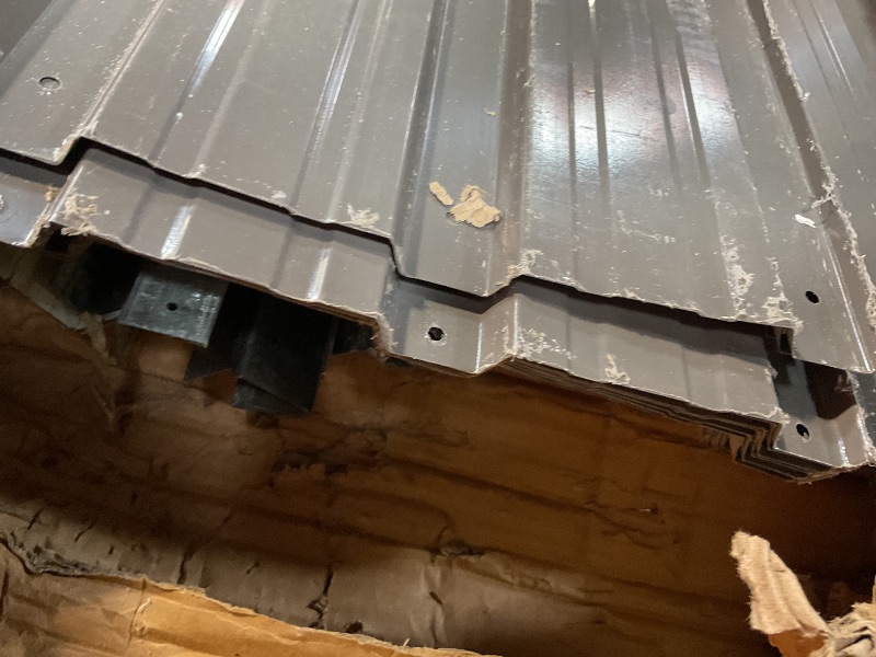 Photo 1 of **PARTIAL SET/BOX 1 OF 4 MISSING/ASSEMBLY HARDWARE** 5’ x 10’ Motorcycle Storage Sheds, Metal Shelter & Garage with Windows and Lockable Door Handle, Heavy Duty Vehicle Shed for All Weather, Track System Included, Anthracite with White Trim