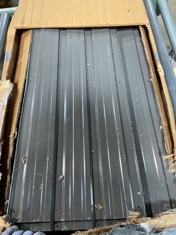 Photo 1 of **PARTIAL SET/BOX 1 OF 4 MISSING/ASSEMBLY HARDWARE** 5’ x 10’ Motorcycle Storage Sheds, Metal Shelter & Garage with Windows and Lockable Door Handle, Heavy Duty Vehicle Shed for All Weather, Track System Included, Anthracite with White Trim