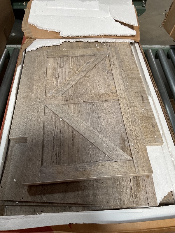 Photo 1 of **MISSING ASSEMBLY PIECES** Farmhouse 47" Executive Desk, Computer Desk with Drawers and Storage Cabinet, Workstation with Hutch for Home Office