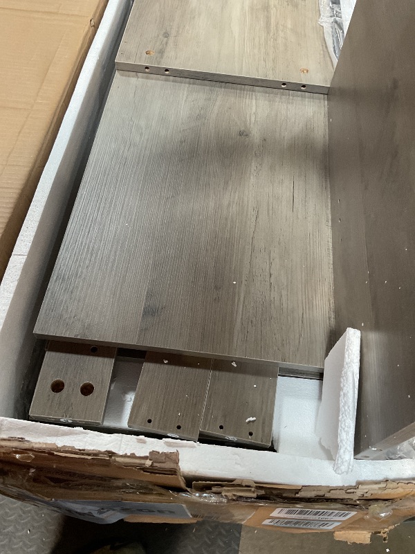 Photo 1 of **MISSING ASSEMBLY HARDWARE** IDEALHOUSE Farmhouse TV Stand and Entertainment Center for Tv up to 65 inches with Sliding Barn Doors and Adjustable Shelf, Tv Media Console Table with Storage Cabinet for Living Room, Grey