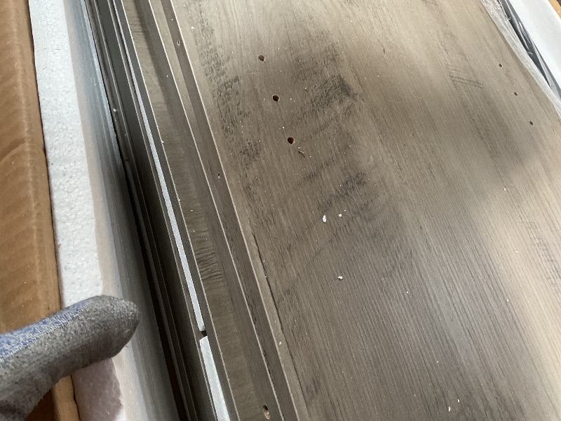 Photo 1 of **MISSING ASSEMBLY HARDWARE** IDEALHOUSE Farmhouse TV Stand and Entertainment Center for Tv up to 65 inches with Sliding Barn Doors and Adjustable Shelf, Tv Media Console Table with Storage Cabinet for Living Room, Grey