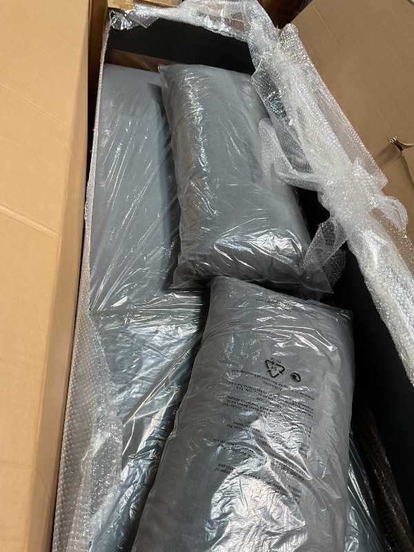 Photo 1 of 2 boxes/ says 3 out of 4**** Menorca Dark Gray Aluminum 94" Curved Back Outdoor Sofa with Cushions