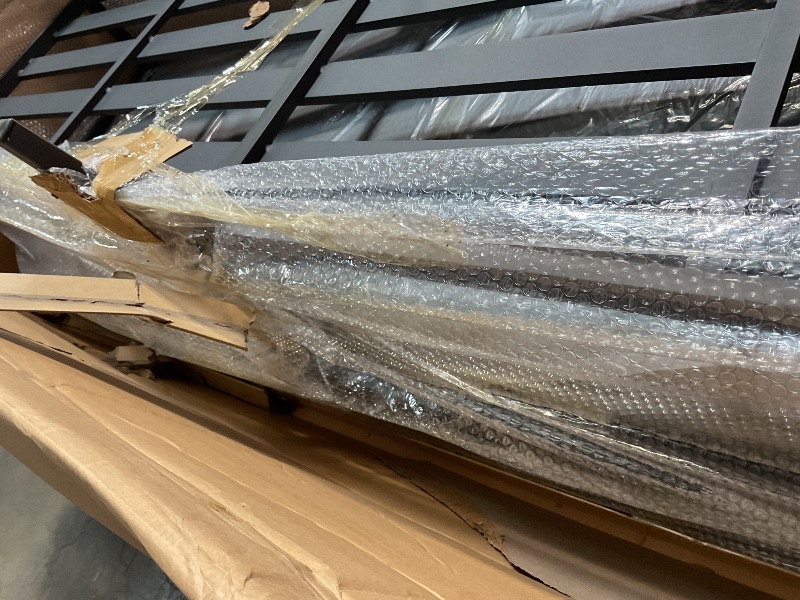 Photo 1 of 2 boxes/ says 3 out of 4**** Menorca Dark Gray Aluminum 94" Curved Back Outdoor Sofa with Cushions