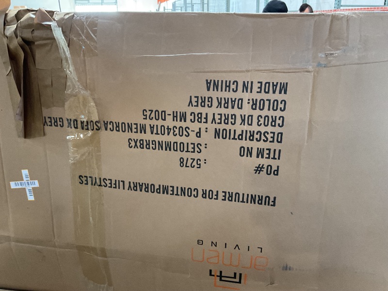 Photo 1 of 2 boxes/ says 3 out of 4**** Menorca Dark Gray Aluminum 94" Curved Back Outdoor Sofa with Cushions