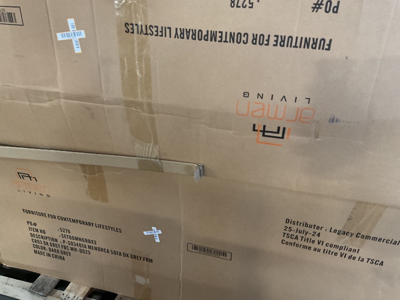 Photo 1 of 2 boxes/ says 3 out of 4**** Menorca Dark Gray Aluminum 94" Curved Back Outdoor Sofa with Cushions