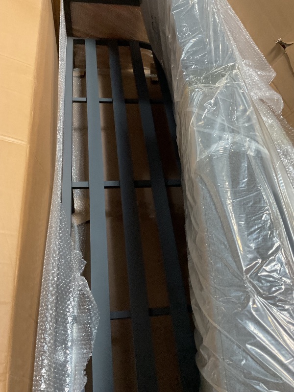 Photo 1 of 2 boxes/ says 3 out of 4**** Menorca Dark Gray Aluminum 94" Curved Back Outdoor Sofa with Cushions