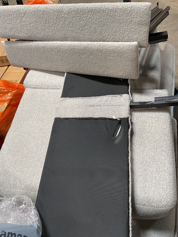 Photo 1 of ***FOR PARTS HAS DAMAGES*** KEIKI 3 Seat Teddy Couch with 2 Lumbar Pillows for Living Room, Apartment, Office, Studies