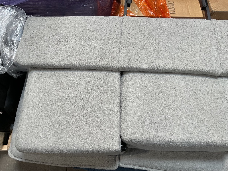 Photo 1 of ***FOR PARTS HAS DAMAGES*** KEIKI 3 Seat Teddy Couch with 2 Lumbar Pillows for Living Room, Apartment, Office, Studies