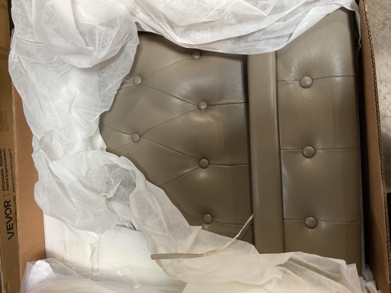 Photo 1 of **MISSING SOFA ARMS** Chesterfield Sofa, 89" Mid Century Modern Couch with Low Back, Roll Arm Nailhead Trim Classic 3 Seater Couch for Living Room, Office, Apartment, Linen Beige