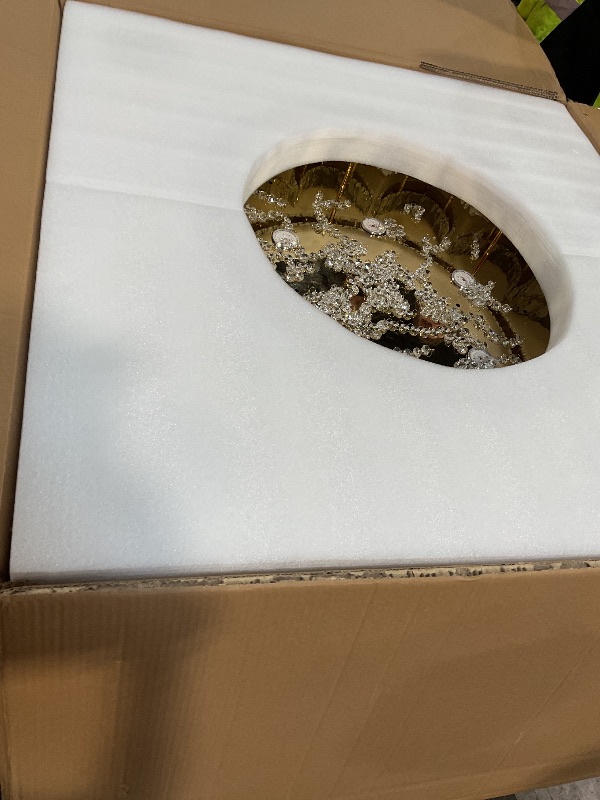 Photo 1 of **HAS DAMAGES & MISSING PIECES** HAIXIANG Modern Chandelier Living Room Light Glam Chandeliers Ceiling Light Fixture Remote Dimmable Lights 40 Inches Luxury Crystal Gold Dining Room Lights