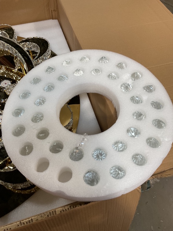 Photo 1 of **HAS DAMAGES & MISSING PIECES** HAIXIANG Modern Chandelier Living Room Light Glam Chandeliers Ceiling Light Fixture Remote Dimmable Lights 40 Inches Luxury Crystal Gold Dining Room Lights