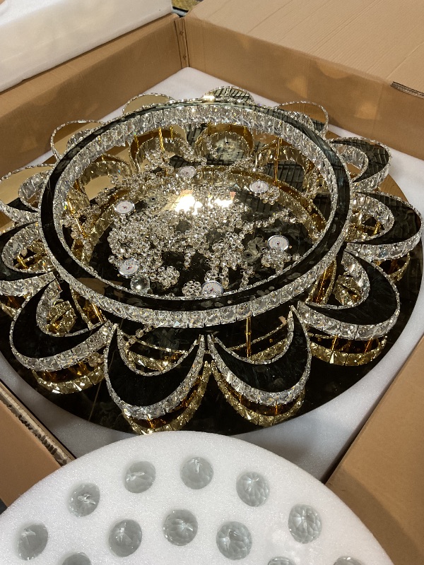 Photo 1 of **HAS DAMAGES & MISSING PIECES** HAIXIANG Modern Chandelier Living Room Light Glam Chandeliers Ceiling Light Fixture Remote Dimmable Lights 40 Inches Luxury Crystal Gold Dining Room Lights