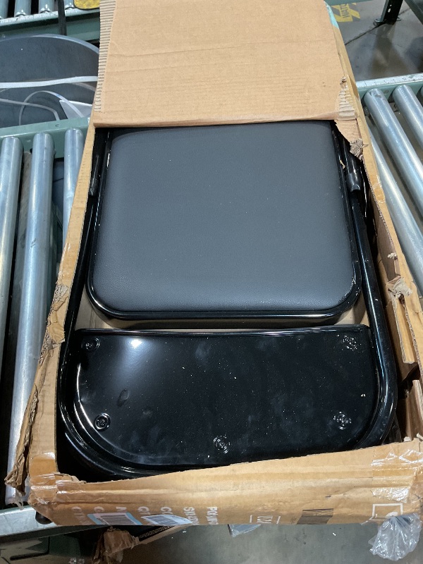 Photo 1 of *** 1 of 4 chairs has a damaged back piece/ Only 4 chairs *** Sweetcrispy Folding Chair 4 Pack, Leather Padded Folding Chairs, Sturdy Metal Foldable Chairs, Easy to Use and Store, Outdoor and Indoor, for Home, Office, Party, Comfy