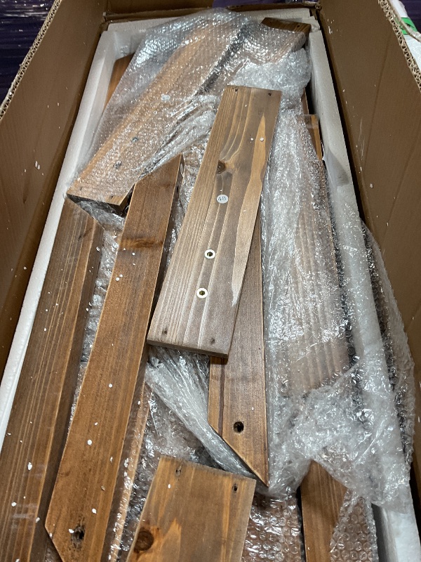 Photo 1 of ***PARTIAL SET BOX 1 OF 4*** Kids Swing Set for Backyard, Playground Set with 6 FT Slide, 2 Adjustable Swings, Fort with Canopy, Ladder, Outdoor Playset with Ground Stakes for Ages 3-8, Brown