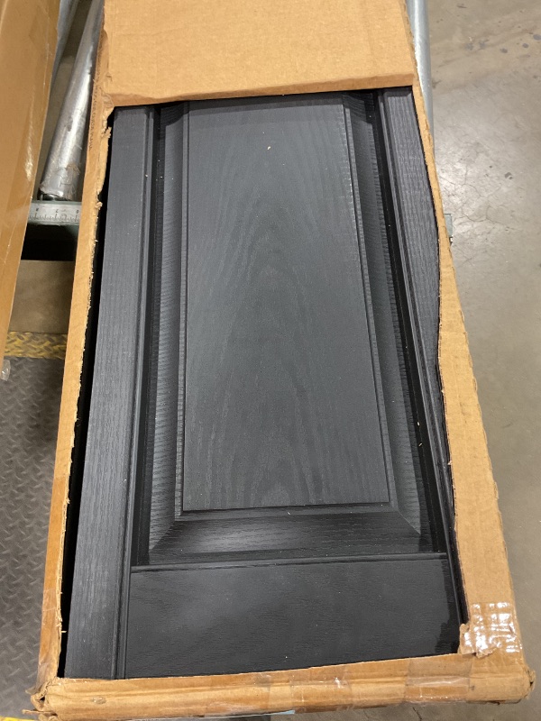 Photo 1 of 14.75 in. W x 67 in. H Builders Edge, Cottage Style, Raised Panel Shutters, Includes Matching Installation Spikes (Per Pair), 002 - Black