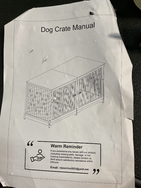 Photo 1 of **FOR PARTS ONLY MISSING ALMOST ALL PIECES** Lyromix 71'' Dog Crate Furniture for 2 Large Medium Dogs, XXL Wooden Indoor Double Crate Kennel Cage Large Breed with Door, TV Stand End Table with Divider, No Cushion,Grey