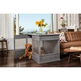 Photo 1 of **FOR PARTS MAJOR DAMAGE** New Age Pet ECOFLEX® Horizon Dog Crate & End Table, Modern Slatted Indoor Dog Kennel