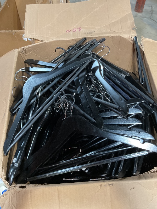 Photo 1 of 180 ** TOPIA HANGER Wooden Coat Hangers 180 Pack, Black Wood Suit Hangers, 360° Swivel Hook and Non-Slip Shoulder Notches for Camisole, Jacket, Pant, Shirt, Smooth Finished Clothes Hangers -CT54B30