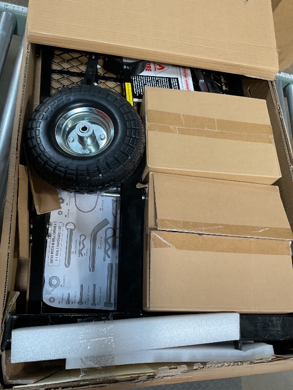 Photo 1 of ***FOR PARTS ONLY/BROKEN W BENT PIECE(S) *** MaxxHaul 50243 Foldable Hitch N Roll Cargo Carrier Cart With Quick Detachable Basket Rack With 10 inch Flat Free Tires for Home Camp Travel Ranch SUV Up to 400 lb. Capacity