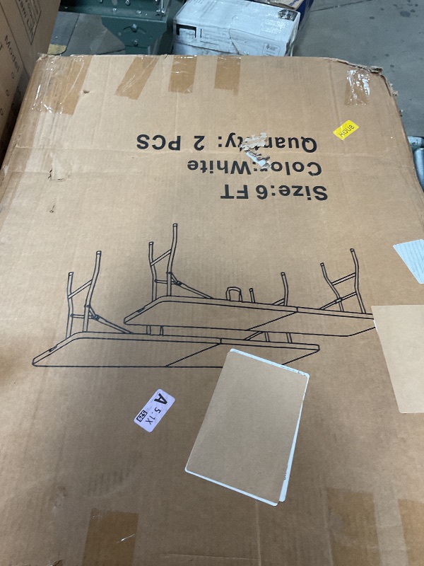 Photo 1 of *FOR PARTS ONLY* JALANCY Set of 2 Folding Tables with Carrying Handle Lightweight Rectangular Portable Plastic Camping Table Steel Legs for Party, Dining, Wedding, Events, Picnic Indoor, Outdoor (6FT, White)