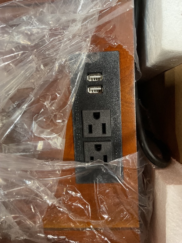 Photo 1 of **PARTIAL SET ONLY 1** LITTLE TREE Set of 2 End Table with Charging Station, No Assembly Required Brown Side Table with 2 Drawers, Closed Back Slim Bedside Table for Bedroom, Wooden Chair Side Accent Table for Living Room