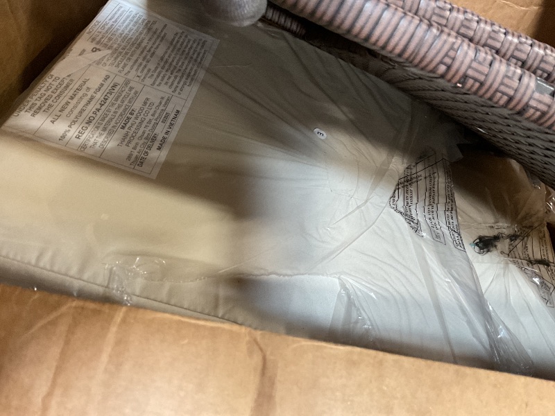 Photo 1 of *MISSING INSTRUCTIONS/ TABLE NOT INCLUIDED* Sweetcrispy Patio Furniture Set 3 Pieces, Outdoor Furniture with Soft Cushion and Glass Table, All Weather Manual Weaving Wicker Rattan Patio Chairs for Garden, Terrace, Porch, Lawn (Brown and Beige)