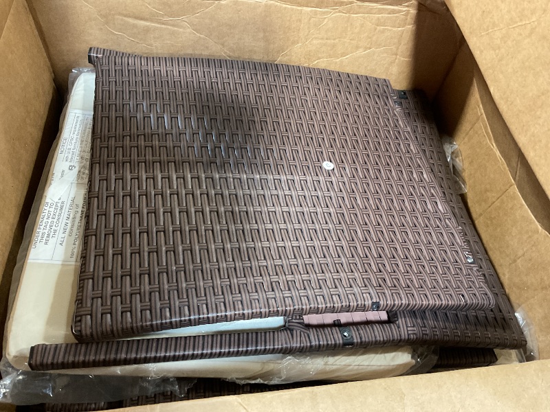 Photo 1 of *MISSING INSTRUCTIONS/ TABLE NOT INCLUIDED* Sweetcrispy Patio Furniture Set 3 Pieces, Outdoor Furniture with Soft Cushion and Glass Table, All Weather Manual Weaving Wicker Rattan Patio Chairs for Garden, Terrace, Porch, Lawn (Brown and Beige)