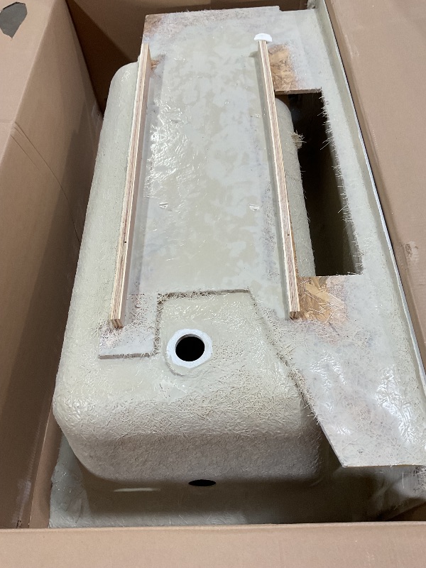 Photo 1 of **CHIPPED CORNER. 3 inch HOLE ON OUTSIDE**American Standard 2973102.020 Studio Integral Apron Bathtub Right Drain 60 in. x 30 in. in White