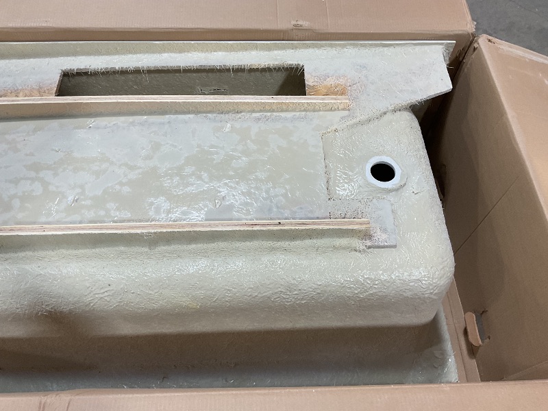 Photo 1 of **CHIPPED CORNER. 3 inch HOLE ON OUTSIDE**American Standard 2973102.020 Studio Integral Apron Bathtub Right Drain 60 in. x 30 in. in White