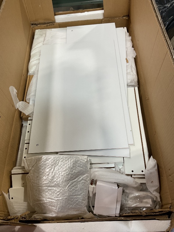 Photo 1 of *MISSING MIRROR/ LIGHTS/ NO INSTRUCTIONS* Homesflex Vanity Desk with Mirror and LED Lights, 43'' W Makeup Vanity Desk with Power Outlet, 3 Color Modes, 7 Drawers Vanity Table with Chair, Dressing Table for Bedroom, Dressing Room