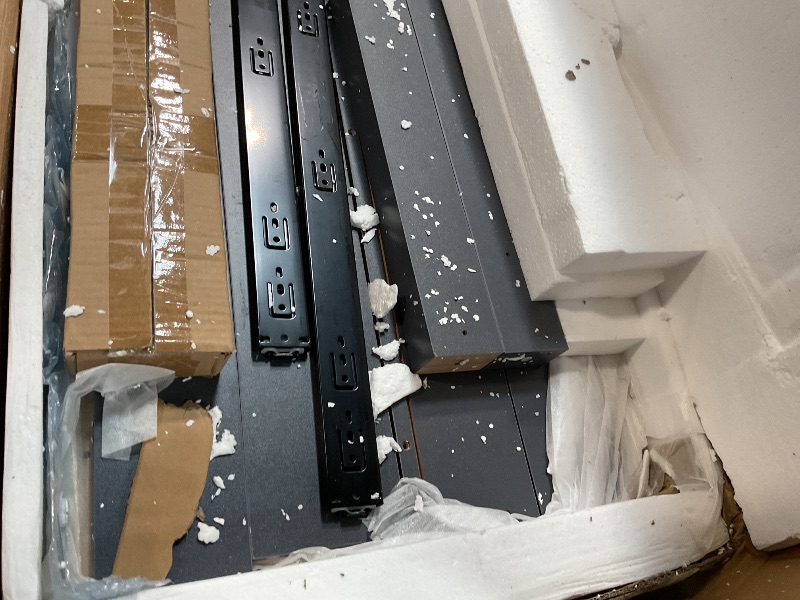 Photo 1 of ***PARTIAL SET BOX 1 OF 2 *** Merax 74.5" Kitchen Island with Extendable Dining Table, Rolling Kitchen Storage Cart on Wheels with Spice Rack & 2 Drawers & 4 Door Cabinet for Dining Room, Gray