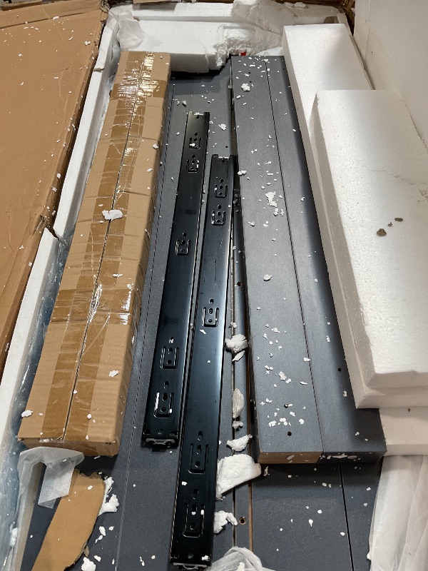 Photo 1 of ***PARTIAL SET BOX 1 OF 2 *** Merax 74.5" Kitchen Island with Extendable Dining Table, Rolling Kitchen Storage Cart on Wheels with Spice Rack & 2 Drawers & 4 Door Cabinet for Dining Room, Gray