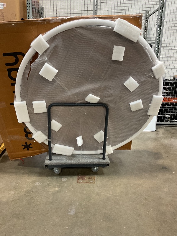 Photo 1 of **WILL NEED TRUCK TO PICK UP/ MISSING TABLE BASE/UNKNOWN DAMAGES** Modway Lippa 60 Inch Round Wood Dining Table with Metal Pedestal in Brass Walnut - Modern Industrial Dining Table for 6 People - Solid Wood Tulip Kitchen Table