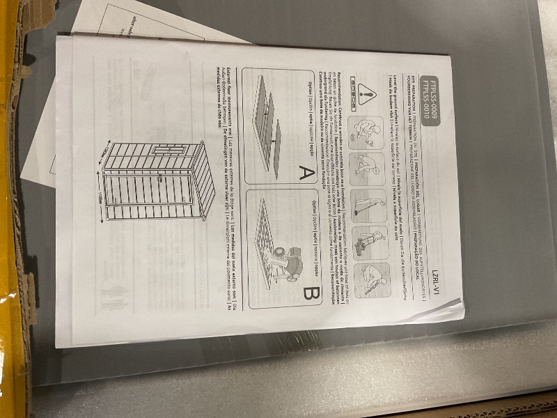 Photo 1 of **MISSING 2ND BOX ONLY BOX 1 OF 2 ** DWVO 5x4ft Resin Outdoor Storage Shed with Floor, Large Waterproof Lockable Storage Shed with Window, Plastic Outside Tool Storage for Garden, Backyard, Patio, Lawn (Gray)