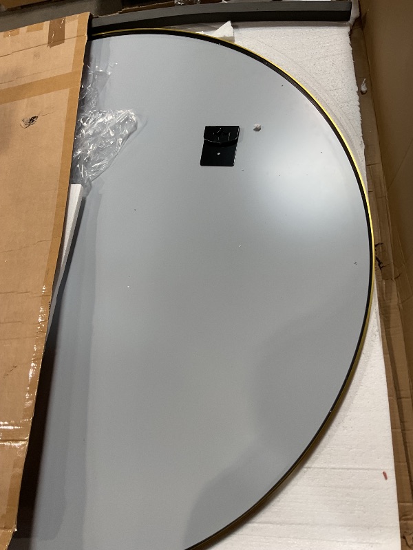 Photo 1 of 42 in. W x 42 in. H Gold Round Wall Mirror Framed Circle Mirror for Bedroom, Bathroom, Entryway Wall Decor