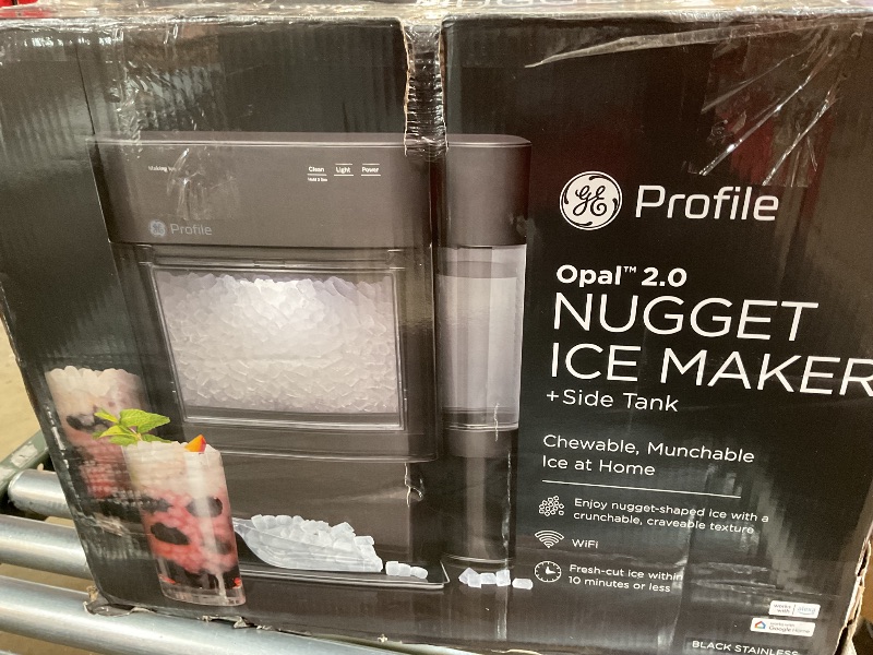 Photo 1 of ***FOR PARTS/ (POWERS ON) NON-FUNCTIONAL** GE Profile Opal 2.0 with 0.75 Gallon Tank, Chewable Crunchable Countertop Nugget Ice Maker, Scoop included, 38 lbs in 24 hours, Pellet Ice Machine with WiFi & Smart Connected, Black Stainless Steel