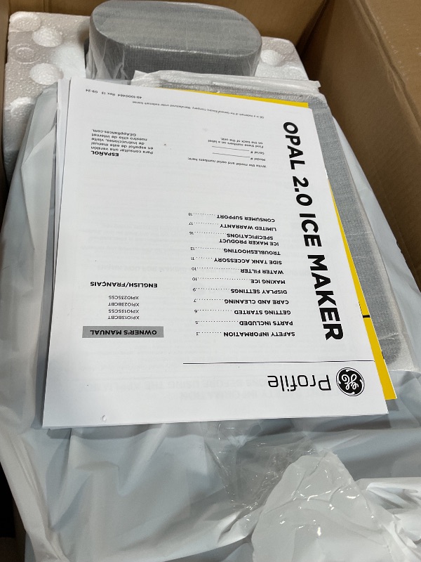 Photo 1 of ***FOR PARTS/ (POWERS ON) NON-FUNCTIONAL** GE Profile Opal 2.0 with 0.75 Gallon Tank, Chewable Crunchable Countertop Nugget Ice Maker, Scoop included, 38 lbs in 24 hours, Pellet Ice Machine with WiFi & Smart Connected, Black Stainless Steel