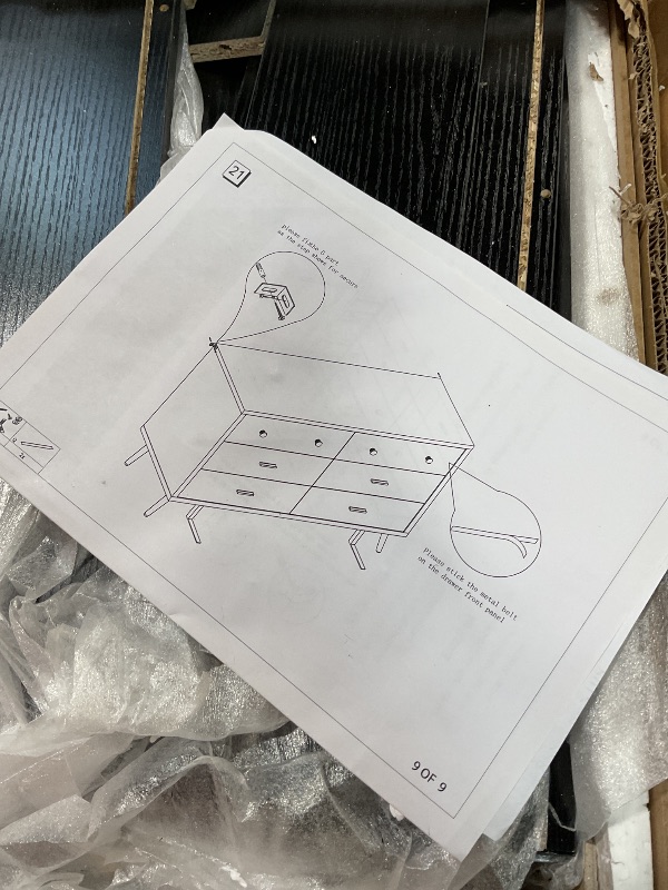 Photo 1 of **FOR PARTS ONLY/ MISSING ASSEMBLY PIECES** DWVO 6 Drawer Dresser, 47.2" Wide Black Wooden Drawers Storage Dresser with Golden Metal Handle ? Anti-Tipping Device, Modern Double Chest of Drawers for Bedroom,Hallway, Entryway, Living Room