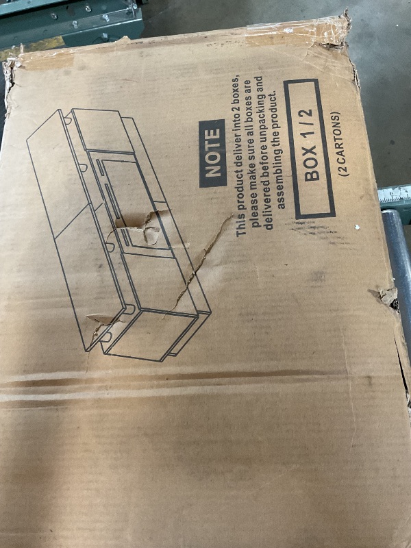 Photo 1 of 1 of 2 boxes*** AOXUN 80-in W Gray TV Stand with LED Flat wall Electric Fireplace with Remote Control Included