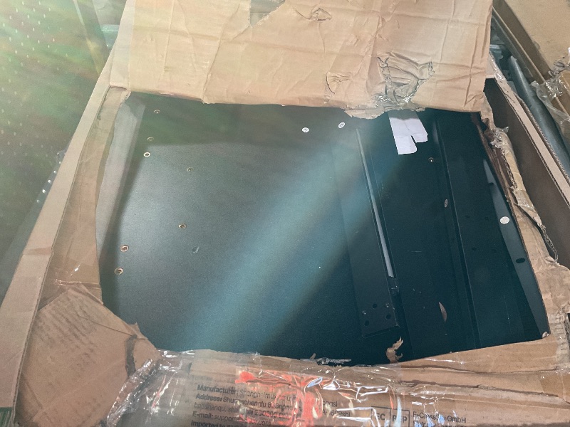Photo 1 of **Missing Hardware, Motor, and leg pieces Also has Some damage to Desktop** VEVOR L Shaped Standing Desk 71 x 71 inch, 3 Memory Height Adjustable, Electric Corner Standing Desk with Dual Motor, 2 Hooks & Cable Hole, Heavy Duty Carbon Steel Sit Stand Compu