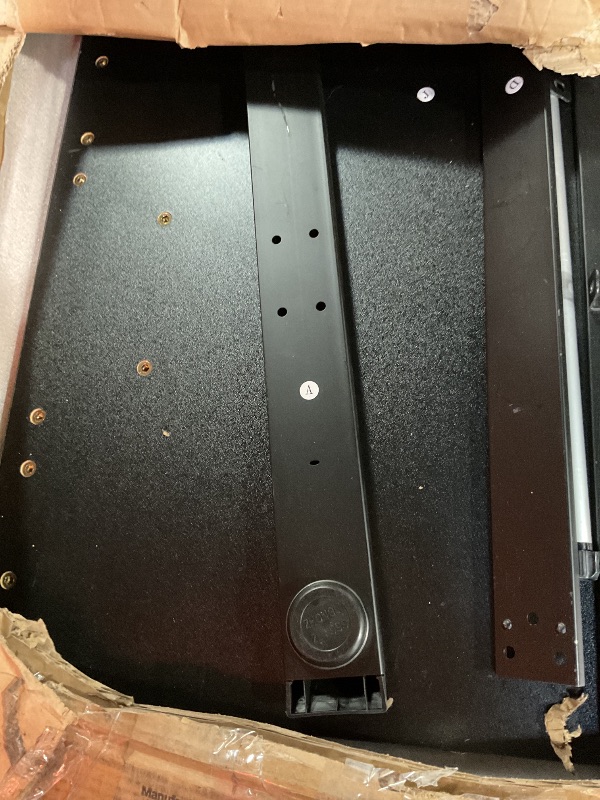 Photo 1 of **Missing Hardware, Motor, and leg pieces Also has Some damage to Desktop** VEVOR L Shaped Standing Desk 71 x 71 inch, 3 Memory Height Adjustable, Electric Corner Standing Desk with Dual Motor, 2 Hooks & Cable Hole, Heavy Duty Carbon Steel Sit Stand Compu