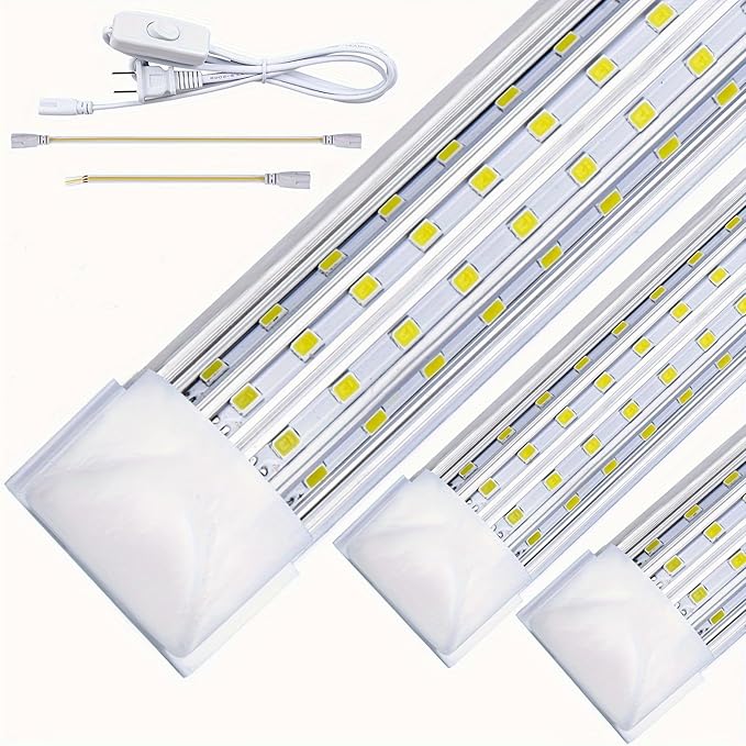 Photo 1 of (6-Pack) 8ft LED Shop Light Fixture, 120W 19500LM 6000K, Cold White, U Shape, Clear Cover, Hight Output, Linkable Shop Lights, T8 LED Tube Lights, 8 Foot Ceiling Lights for Garage, Plug&Play