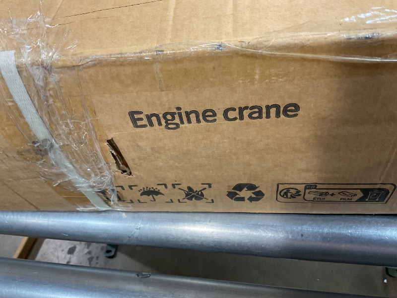 Photo 1 of **MISSING PARTS (BASE PIECES AND CYLINDER)**Garvee 4000LB Folding Engine Crane Engine Hoist Cherry Picker 2Ton Ship Crane Heavy Duty Steel Lift Garage Workshop Auto Repair Foldable Stand 6 Caster - Yellow