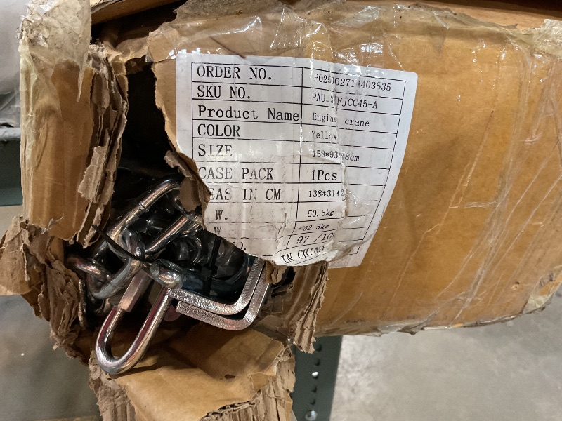 Photo 1 of **MISSING PARTS (BASE PIECES AND CYLINDER)**Garvee 4000LB Folding Engine Crane Engine Hoist Cherry Picker 2Ton Ship Crane Heavy Duty Steel Lift Garage Workshop Auto Repair Foldable Stand 6 Caster - Yellow