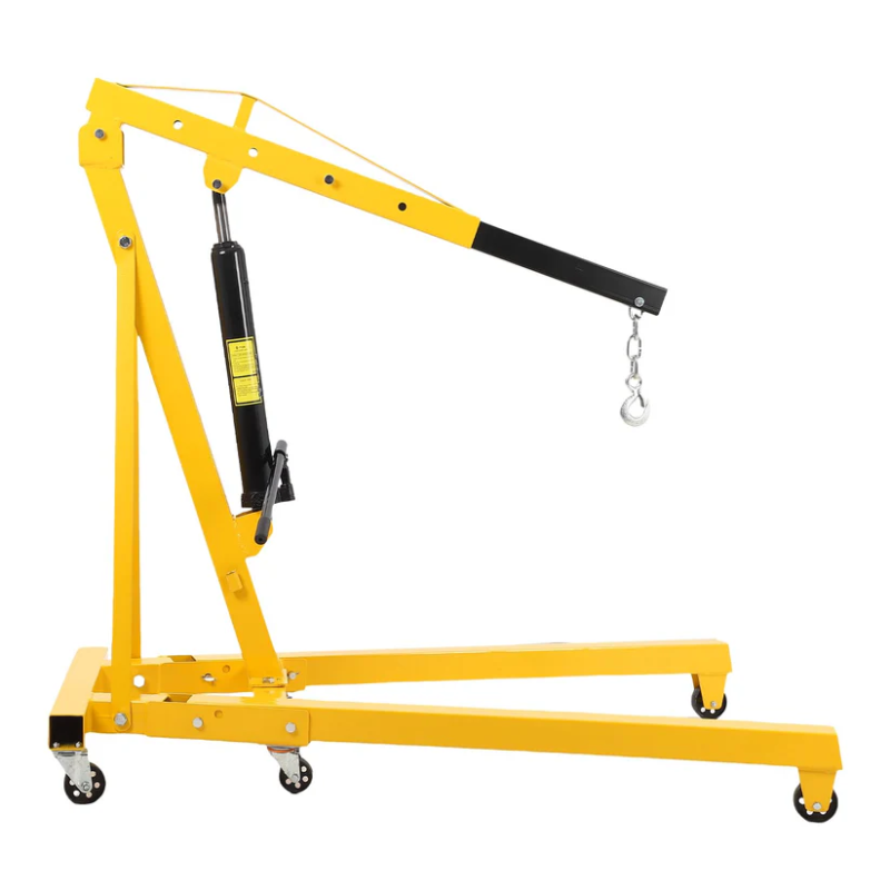Photo 1 of **MISSING PARTS (BASE PIECES AND CYLINDER)**Garvee 4000LB Folding Engine Crane Engine Hoist Cherry Picker 2Ton Ship Crane Heavy Duty Steel Lift Garage Workshop Auto Repair Foldable Stand 6 Caster - Yellow