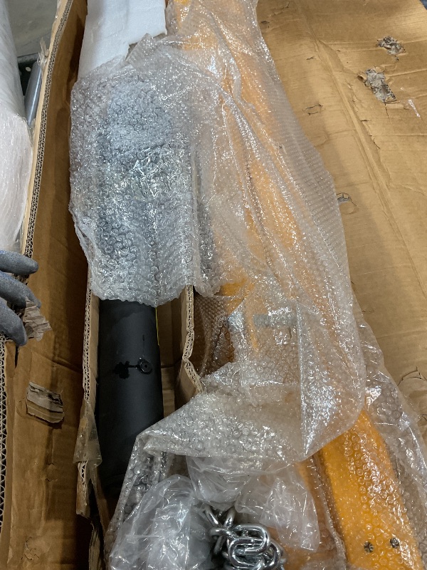 Photo 1 of **MISSING PARTS (BASE PIECES AND CYLINDER)**Garvee 4000LB Folding Engine Crane Engine Hoist Cherry Picker 2Ton Ship Crane Heavy Duty Steel Lift Garage Workshop Auto Repair Foldable Stand 6 Caster - Yellow