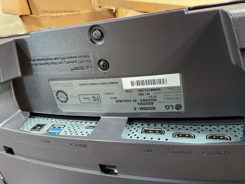 Photo 1 of **FOR PARTS ONLY/DAMAGED DISPLAY (BLINKS)** LG 45GX950A-B 45-inch Ultragear 5K2K WUHD (5120 x 2160) OLED Curved Gaming Monitor, Dual-Mode, 165Hz, 0.03ms, NVIDIA G-Sync, AMD FreeSync Premium Pro, HDR True Black 400, USB Type-C 90W, DP2.1, Black