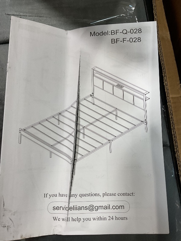 Photo 1 of ***FOR PARTS ONLY/ BROKEN PIECES *** Liians Queen Size Bed Frame with 2-Tier Storage Shelves Headboard, Platform Bed with Charging Station, LED Lights No Box Spring Needed Noise Free